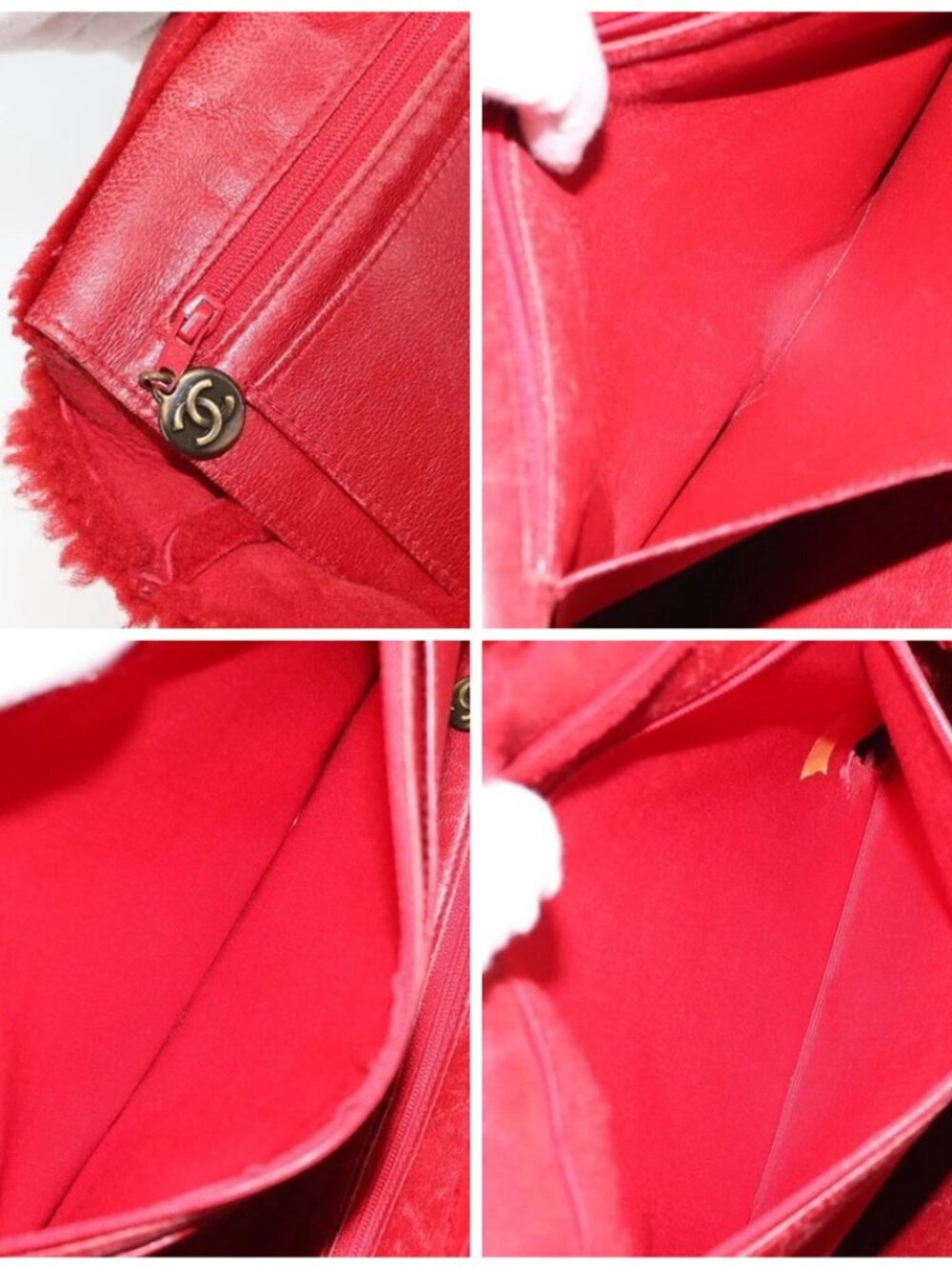 CHANEL Tote Bag Suede Red CC Auth 164529 - Picture 15 of 16